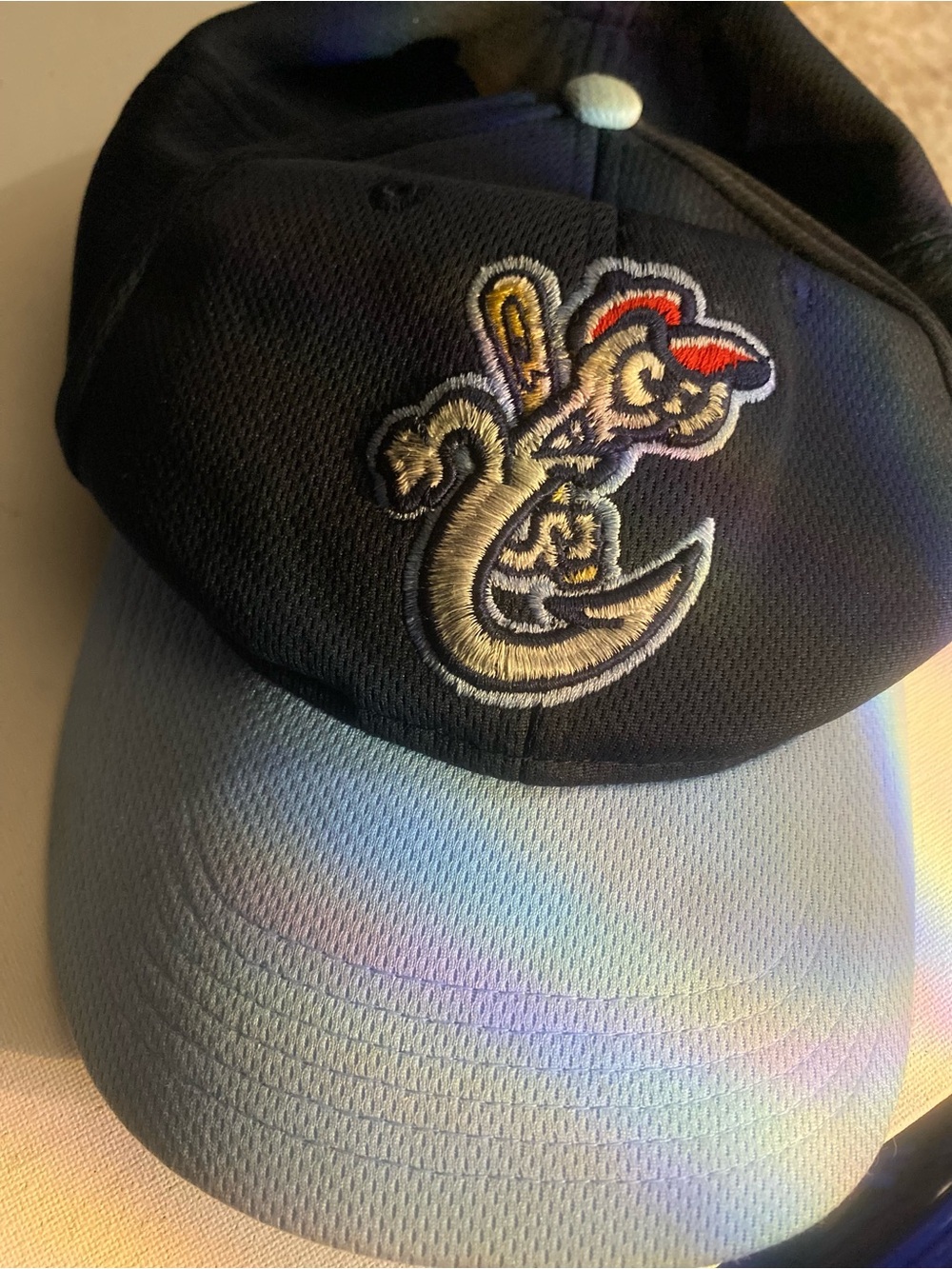 Source Unknown Two-Tone Black and Light Blue Baseball Cap with Embroidered Crest